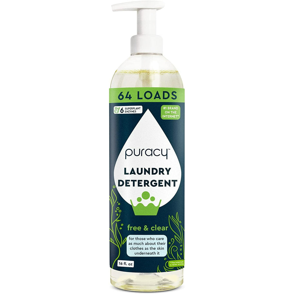 Puracy Natural Liquid Laundry Detergent with Stain Fighting Enzymes - Free & Clear, 16 fl oz